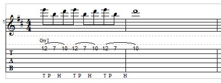 Two-hand tapping for guitar example 1