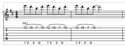 Two-hand tapping for guitar example 3