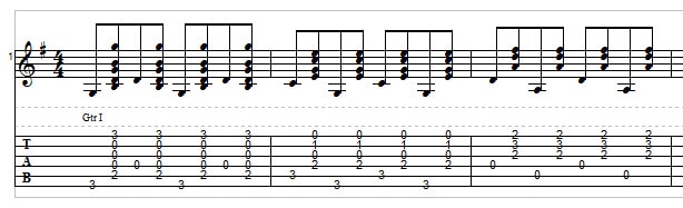 Bluegrass rhythm guitar exercise 4
