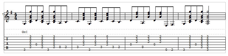 Bluegrass rhythm guitar exercise 5