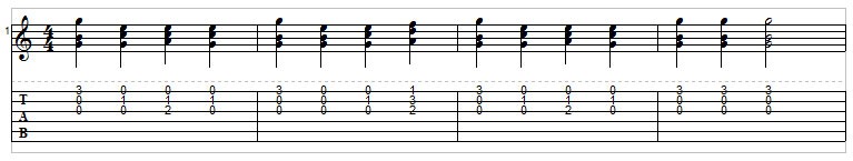 Example 10: Playing triads on guitar