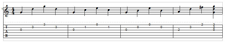 Example 11: Picked arpeggios guitar tab