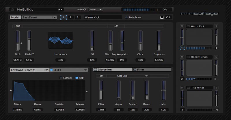 AudioSpillage MiniSpillage Compact Drum Synthesizer