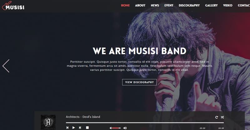 WordPress Themes For Musicians, Bands – Musisi