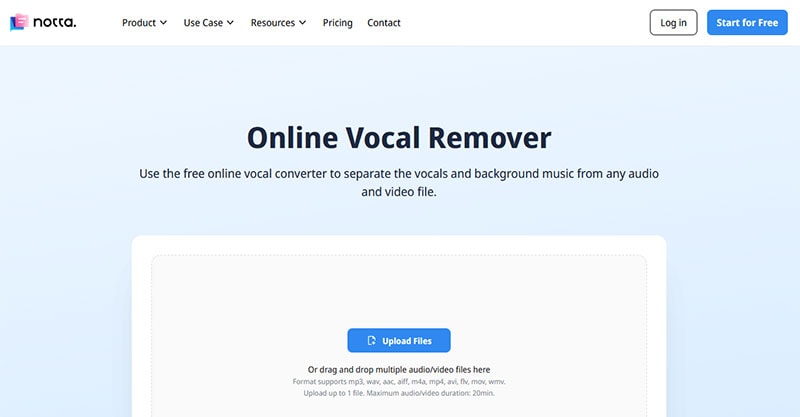 Notta Free Online Vocal Remover