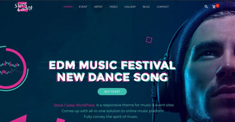 Steve Cadey – WordPress Music Theme For Musicians, DJs, Bands And Solo Artists
