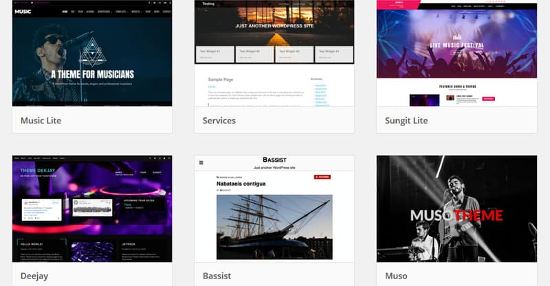 What WordPress themes are there for musicians websites
